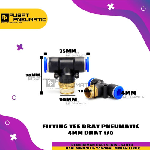 [EZM.9502721] FITTING TEE 4 MM Drat 1/8" MPB 4-01