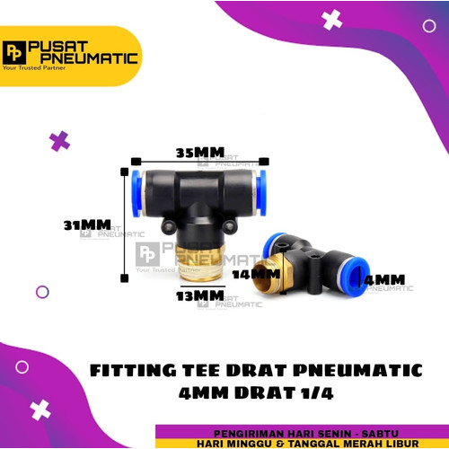 [EZM.9502727] FITTING TEE TUBE 4 MM Drat 1/4" MPB 4-02