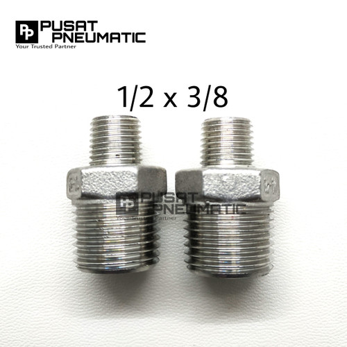 [EZM.9502808] Double nepel Reduce stainless steel 304 1/2" x 3/8"