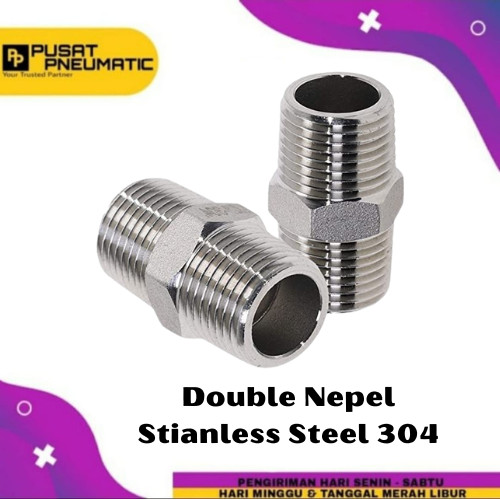 [EZM.9502908] Double nepel stainless steel 304 1" (inch)