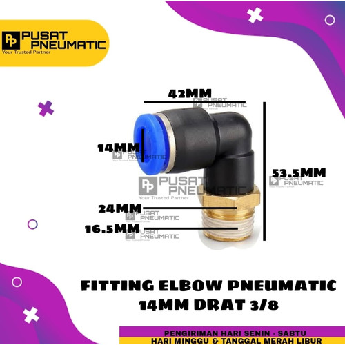 [EZM.9502972] FITTING ELBOW PNEUMATIC SELANG 14 MM DRAT 3/8 PL 14-03