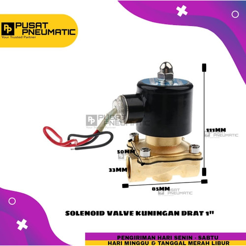 [EZM.9503005] Solenoid Valve kuningan 2 way 1" 2W-250-25 ac220/dc24
