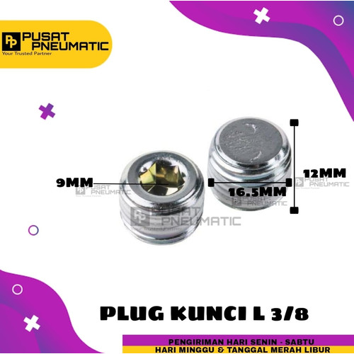 [EZM.9503011] PLUG 3/8" Baut L ( 6mm) Baut L tanam Ukuran 3/8"(m16) Penutup Drat