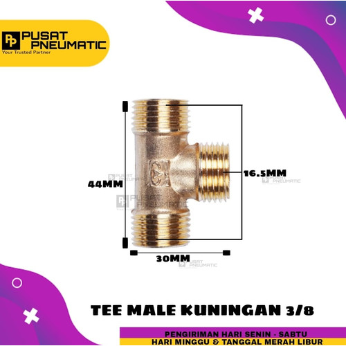[EZM.9503028] Nepel Tee / Tee kuningan Male drat 3/8"
