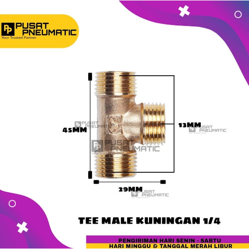 [EZM.9503029] Nepel Tee / Tee kuningan Male drat 1/4"