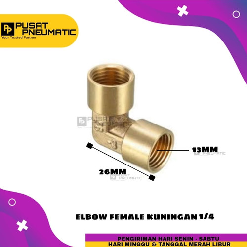 [EZM.9503031] Elbow / Knee kuningan Drat Cewe(Female) 1/4"