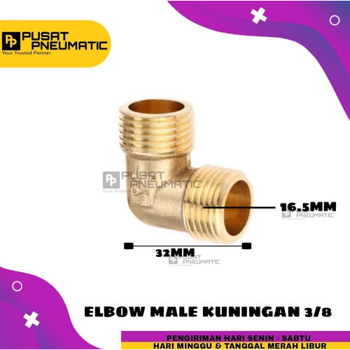 [EZM.9503035] Elbow / Knee kuningan Drat Cowo(Male) 3/8"
