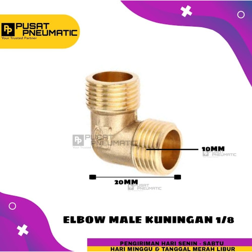 [EZM.9503036] Elbow / Knee kuningan Drat Cowo(Male) 1/8"
