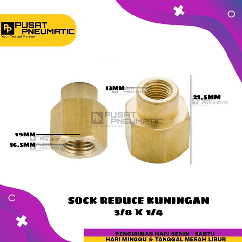 [EZM.9503045] Sock Reduce / sok reduce kuningan 3/8" x 1/4"
