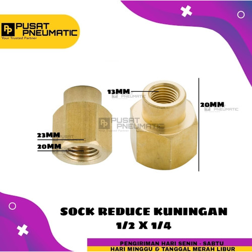 [EZM.9503047] Sock Reduce / sok reduce kuningan 1/2" x 1/4"