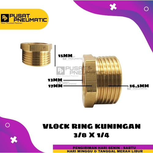[EZM.9503053] Vlock ring Kuningan / Bushing 3/8"(male) x 1/4"(Female)