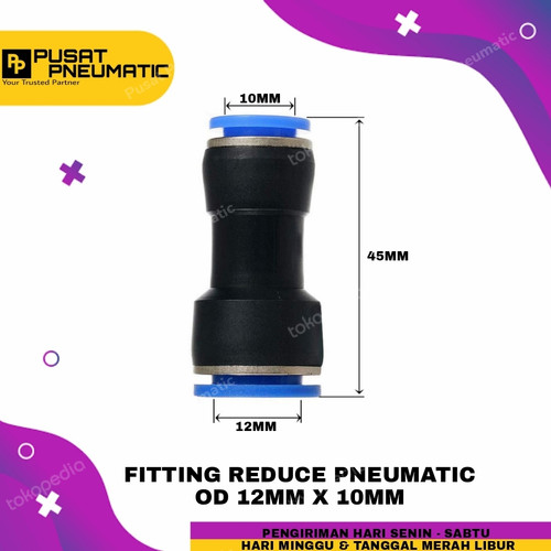 [EZM.9503138] FITTING REDUCER LURUS SAMBUNGAN SELANG 12MM KE SELANG 10MM