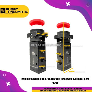 [EZM.9503176] MECHANICAL VALVE PUSH BUTTON WITH LOCK 5 LOBANG 5/2 DRAT 1/4"