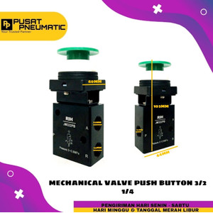 [EZM.9503180] MECHANICAL VALVE PUSH BUTTON 3 LOBANG 3/2 DRAT 1/4"