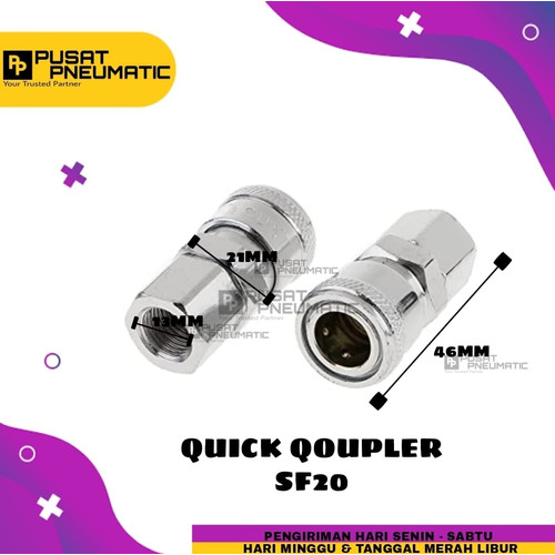 [EZM.9503230] Coupler SF 20 Coupler Cewe + Drat Female Uk 1/4" Cewe