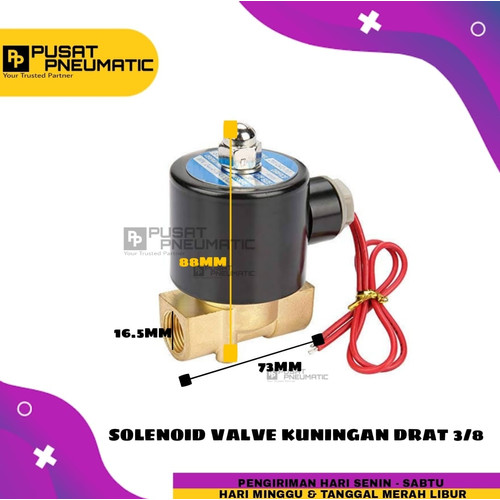 [EZM.9503235] Solenoid Valve kuningan 2 way 3/8"(16mm) NC 2 port Female