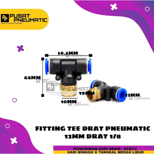 [EZM.9503304] FITTING TEE(EPB) KIRI KANAN TUBE 12 MM Drat 1/8"(10mm)