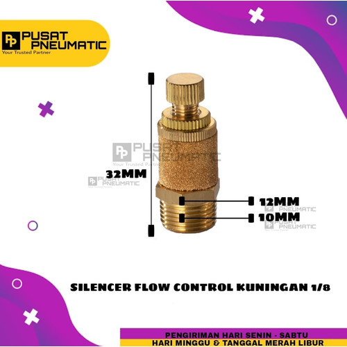 [EZM.9503323] FITTING QUICK EXHAUST SILENCER KUNINGAN Drat 1/8"(10mm) + Control