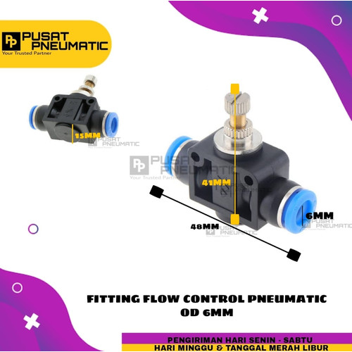 [EZM.9503335] speed control 6mm / pneumatic flow control selang 6mm x 6mm