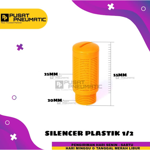 [EZM.9503340] SILENCER PLASTIK PNEUMATIC UKURAN 1/2" PSU / PSL 04