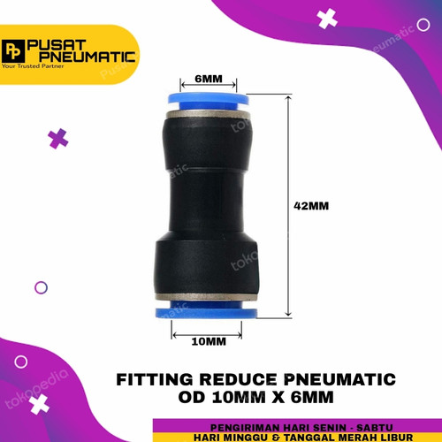 [EZM.9503349] FITTING REDUCER LURUS SAMBUNGAN SELANG 10MM KE SELANG 6MM