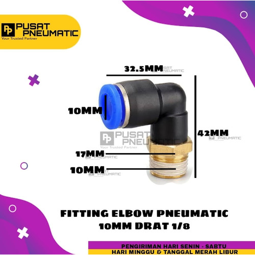 [EZM.9503376] FITTING ELBOW PNEUMATIC SELANG 10MM DRAT 1/8"