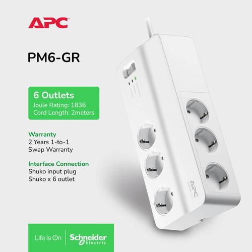 [EZM.4100366] APC Stop Kontak Anti Petir Surge Protector PM6GR / PM6-GR
