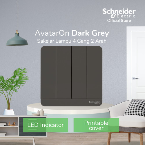 [EZM.4100150] Schneider Electric AvatarOn Saklar Lampu Grey - 4 Gang 2 Arah