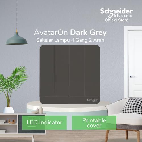 [EZM.4100150] Schneider Electric AvatarOn Saklar Lampu Grey - 4 Gang 2 Arah