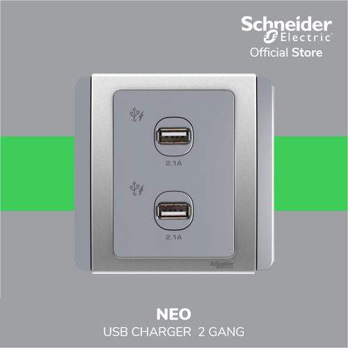 [EZM.4100158] Schneider Electric NEO USB Charger - 2 Gang USB Charger - E3032USB_GS