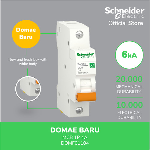[EZM.4100216] Schneider Electric NEW DOMAE MCB 4A 1P - DOMF01104