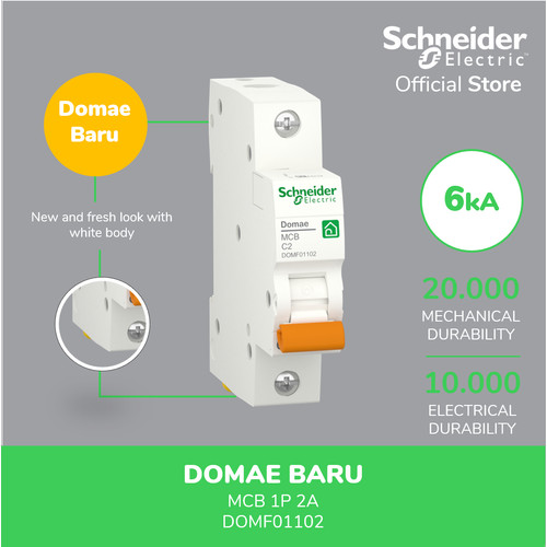 [EZM.4100217] Schneider Electric NEW DOMAE MCB 2A 1P - DOMF01102
