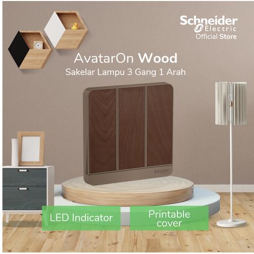 [EZM.4100224] Schneider Electric AvatarOn Saklar Lampu Wood - 3 Gang 1 Arah