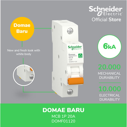 [EZM.4100243] Schneider Electric NEW DOMAE MCB 20A 1P - DOMF01120