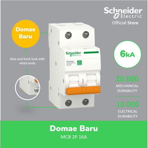 [EZM.4100248] Schneider Electric NEW DOMAE MCB 16A 2P - DOMF01216