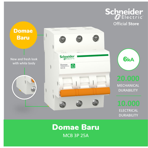 [EZM.4100251] Schneider Electric NEW DOMAE MCB 25A 3P - DOMF01325