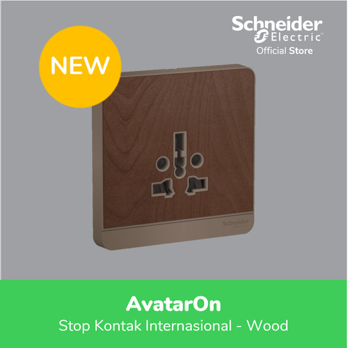 [EZM.4100280] Schneider Electric AvatarOn Wood Stop Kontak International - 1 Gang
