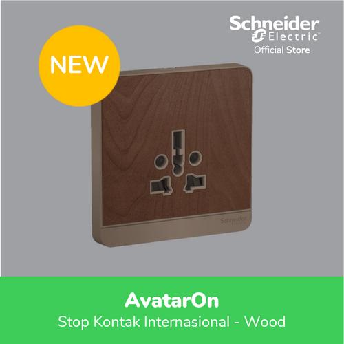 [EZM.4100280] Schneider Electric AvatarOn Wood Stop Kontak International - 1 Gang