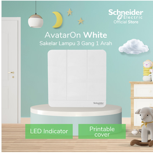 [EZM.4100281] Schneider Electric AvatarOn Saklar Lampu Putih - 3 Gang 1 Arah