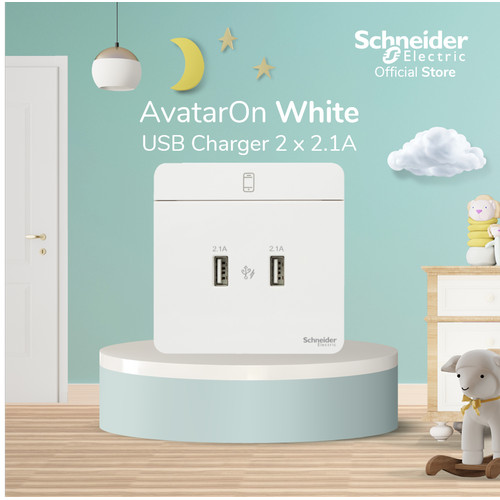[EZM.4100282] Schneider Electric AvatarOn Putih USB Charger 2.1A - 2 Gang
