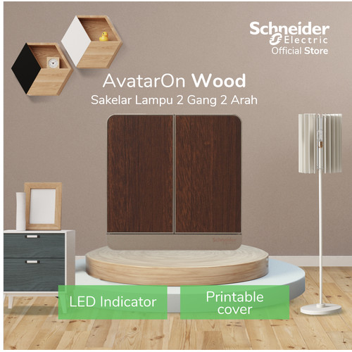 [EZM.4100286] Schneider Electric AvatarOn Saklar Lampu Wood - 2 Gang 2 Arah