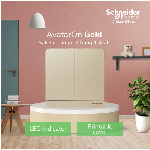 [EZM.4100288] Schneider Electric AvatarOn Saklar Lampu Gold - 2 Gang 1 Arah