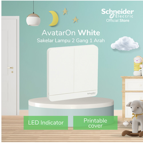 [EZM.4100289] Schneider Electric AvatarOn Saklar Lampu Putih - 2 Gang 1 Arah