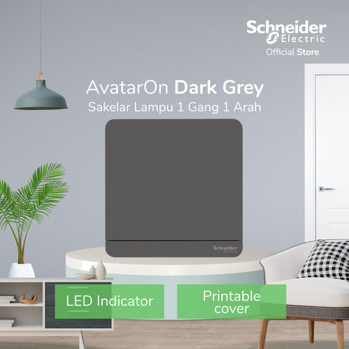 [EZM.4100298] Schneider Electric AvatarOn Saklar Lampu Dark Grey - 1 Gang 1 Arah