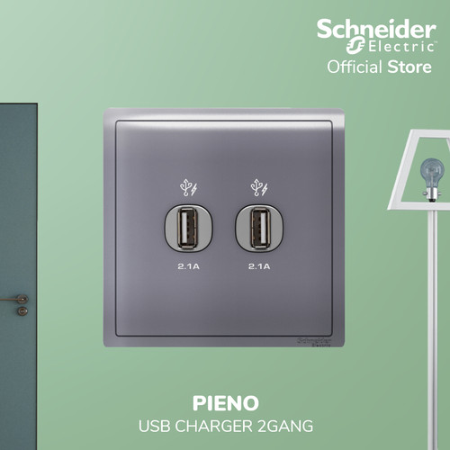[EZM.4100303] Schneider Electric PIENO USB Charger - 2 Gang 2.1A - E8232USB_LS