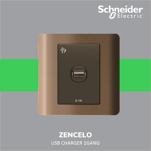 [EZM.4100442] Schneider Electric ZENcelo USB Charger 1 Gang - E8431USB_SZ