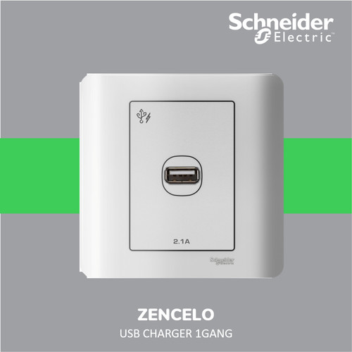 [EZM.4100329] Schneider Electric ZENcelo USB Charger 1 Gang - E8431USB_WE