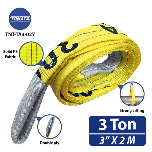 [EZO.1100126] Webbing Sling Belt 3 Ton x 2 M Yellow Tonata / Tali Angkat Double Ply