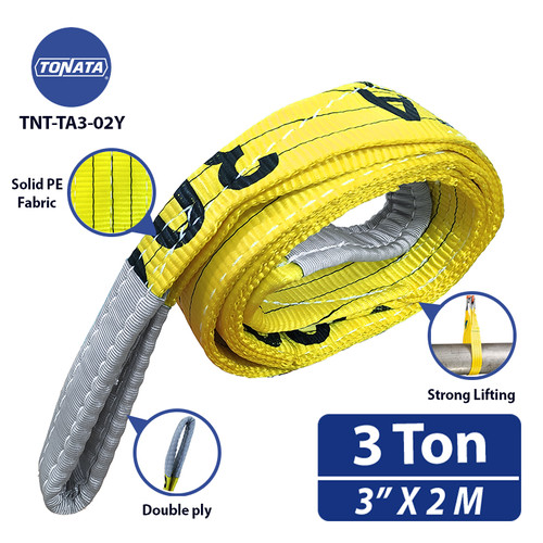 [EZO.1100126] Webbing Sling Belt 3 Ton x 2 M Yellow Tonata / Tali Angkat Double Ply
