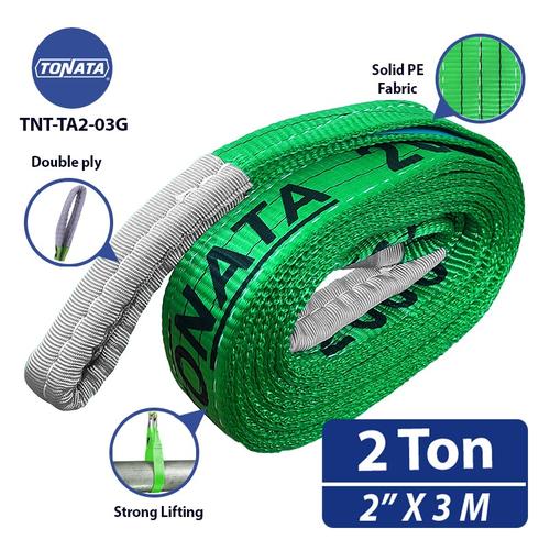 [EZO.1100127] Webbing Sling Belt 2 Ton x 3 M Green Tonata / Tali Angkat Double Ply
